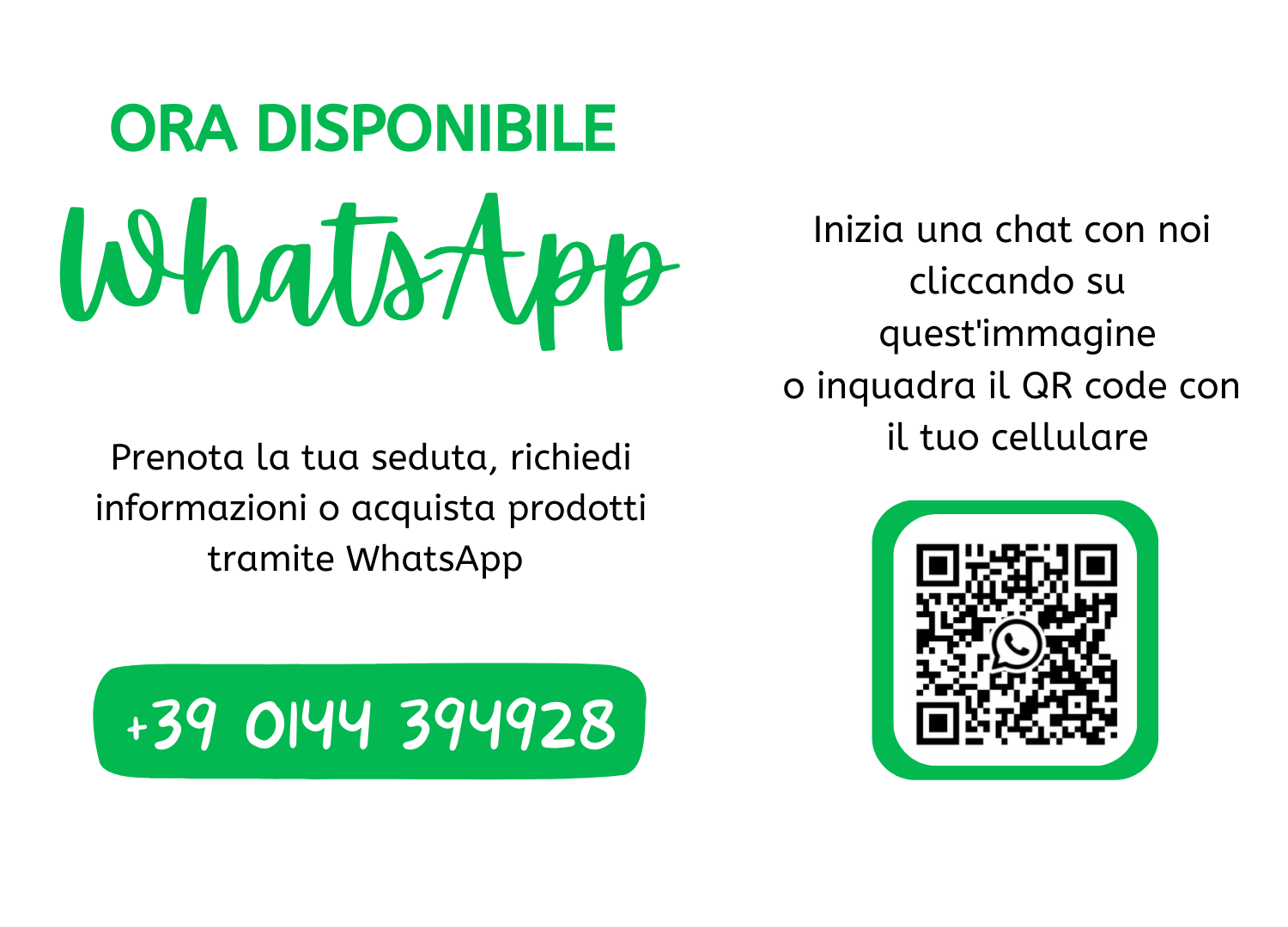 Banner per prenotazioni tramite whatsapp con qr code