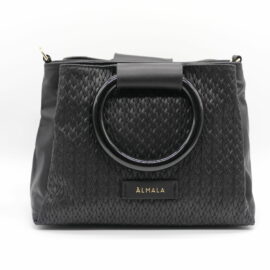 Borsa acetate in pelle di vitello nera by almala