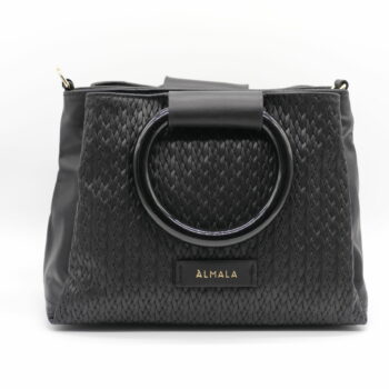 Borsa acetate in pelle di vitello nera by almala