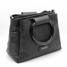 Borsa acetate in pelle di vitello nera by almala