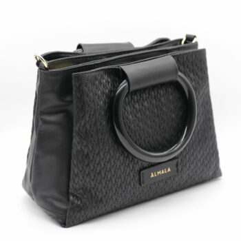 Borsa acetate in pelle di vitello nera by almala