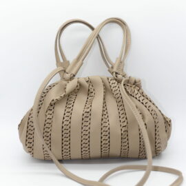 Borsa in pelle beige puffy nodo beige