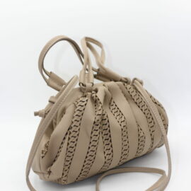 Borsa in pelle beige puffy nodo beige