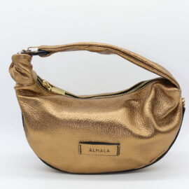 Borsa a spalla in pelle laminata bronzo mini double star by almala