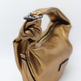Borsa a spalla in pelle laminata bronzo mini double star by almala