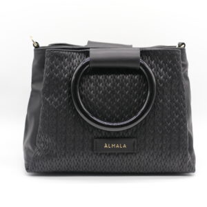 Borsa acetate in pelle di vitello nera by almala