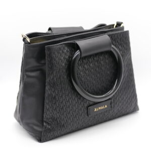 Borsa acetate in pelle di vitello nera by almala