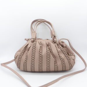 Borsa in pelle cipria puffy nodo beige