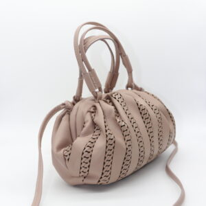 Borsa in pelle cipria puffy nodo beige