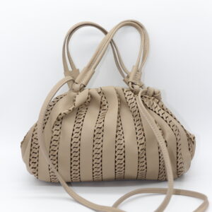 Borsa in pelle beige puffy nodo beige