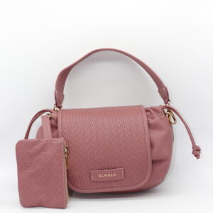 Borsa in pelle di vitello rosa puff bag by almala