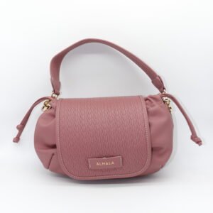 Borsa in pelle di vitello rosa puff bag by almala