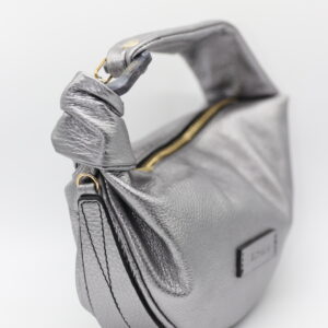 Borsa a spalla in pelle laminata argento mini double star by almala