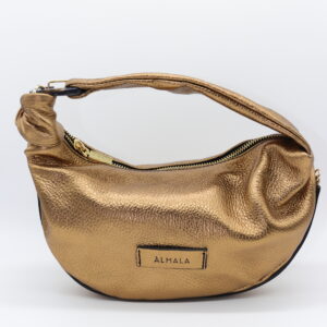 Borsa a spalla in pelle laminata bronzo mini double star by almala