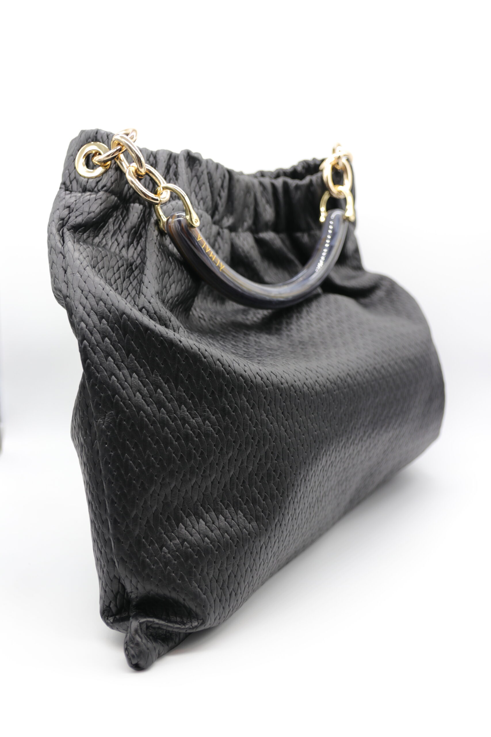 Borsa in pelle di vitello nera futura bag by almala